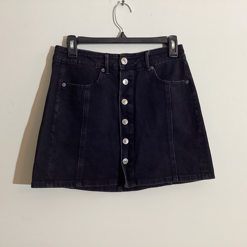 AE Black Button Down Denim Skirt